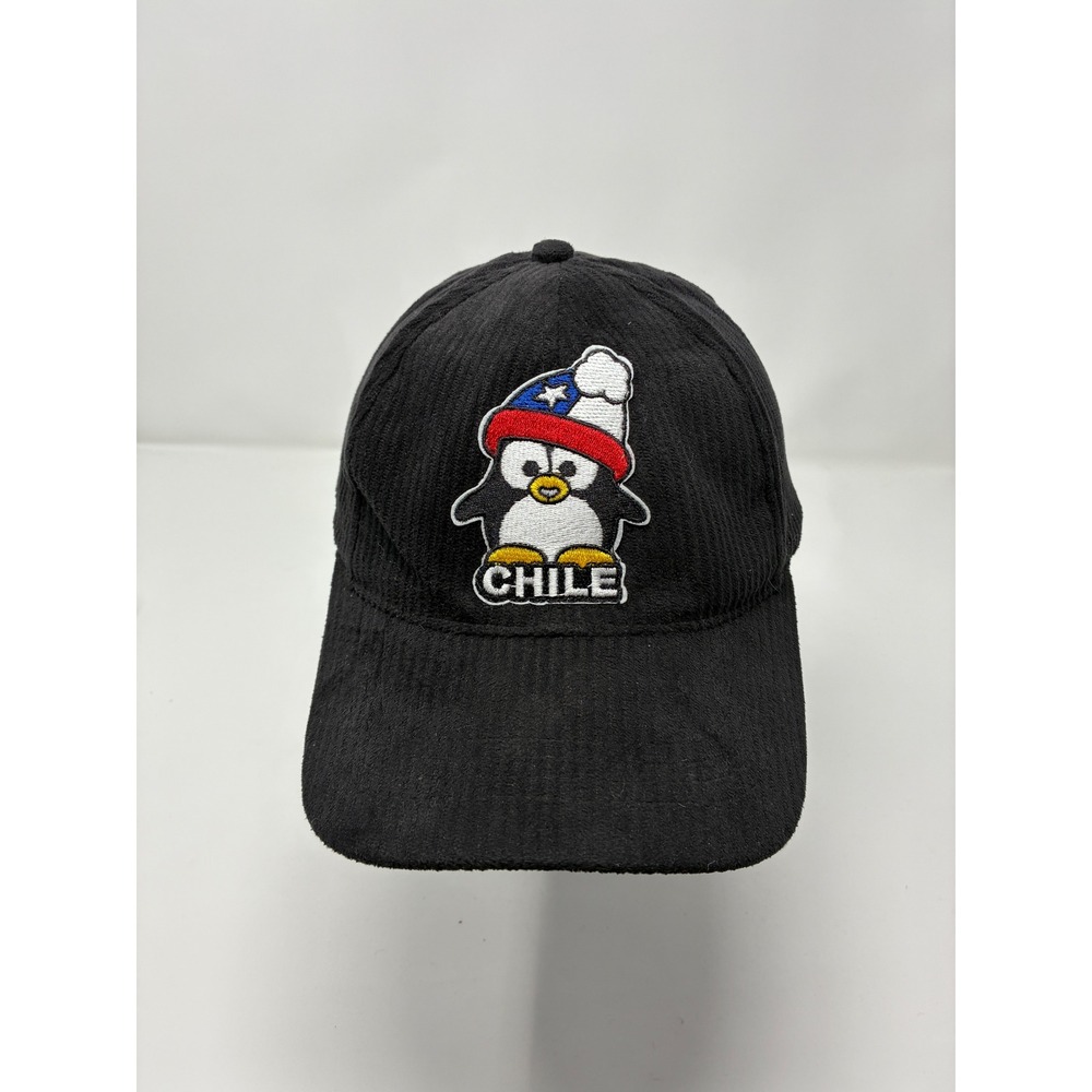 Chile Penguin Souvenir Hat Black Corduroy Strapback Cap Ghost Accessories‎